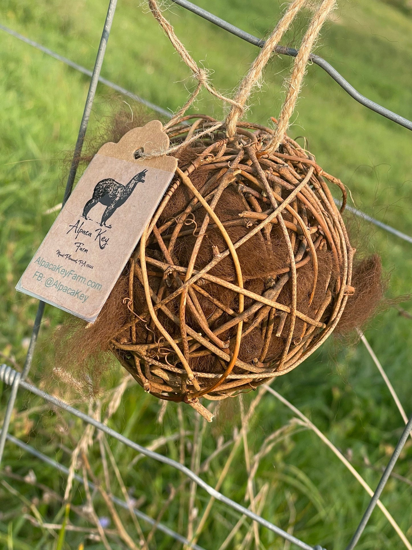 Bird Nesting Ball, Bird Nesting Material, Porch Decor Hanging, Bird Watching Gift, Nature Gift for Women, Alpaca Bird Nest, Natural Bird toy