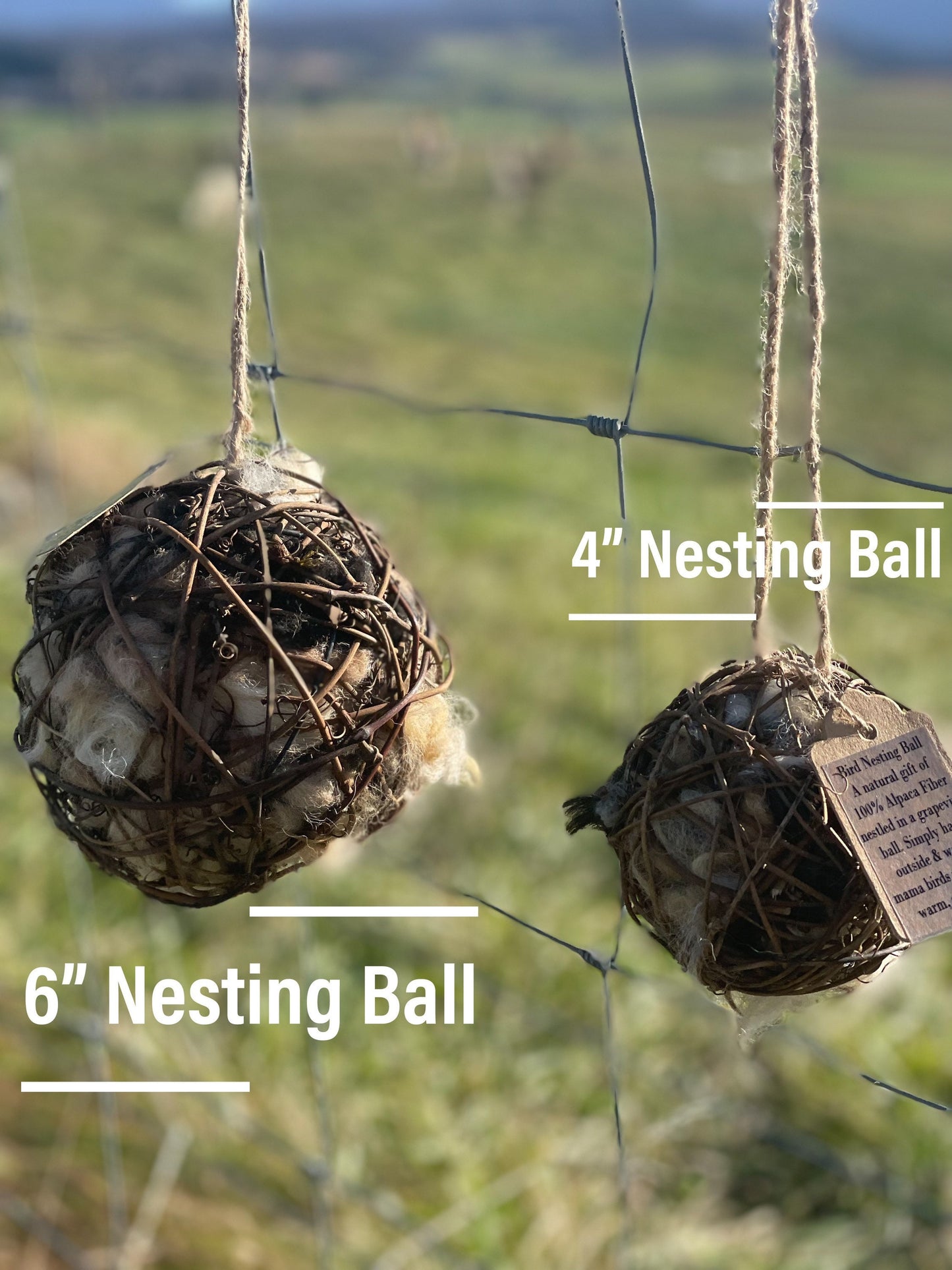 Bird Nesting Ball, Bird Nesting Material, Porch Decor Hanging, Bird Watching Gift, Nature Gift for Women, Alpaca Bird Nest, Natural Bird toy