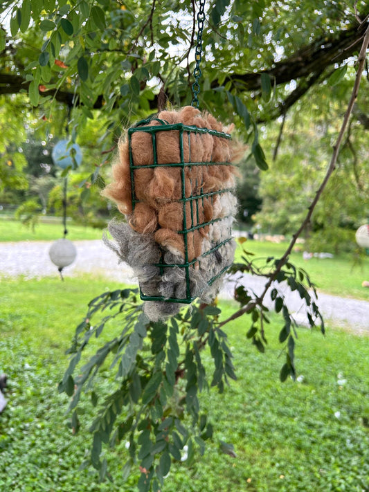 Alpaca Bird Feeder, Alpaca Bird Nesting, Nesting Material, Bird Nest Starter, Suet Cage, Raw Alpaca Wool, Raw Alpaca Fleece, Bird Lover Gift