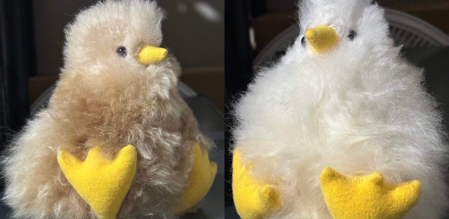 Baby Chick, Alpaca Fur Stuffed Animal, Plush Chicken, Adorable Plush Toys, Presents for Sister, Unique Holiday Gift, Great Gifts for Teens