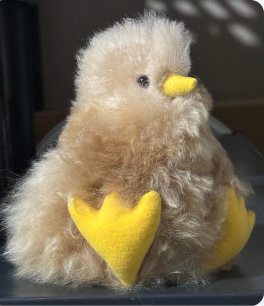 Baby Chick, Alpaca Fur Stuffed Animal, Plush Chicken, Adorable Plush Toys, Presents for Sister, Unique Holiday Gift, Great Gifts for Teens