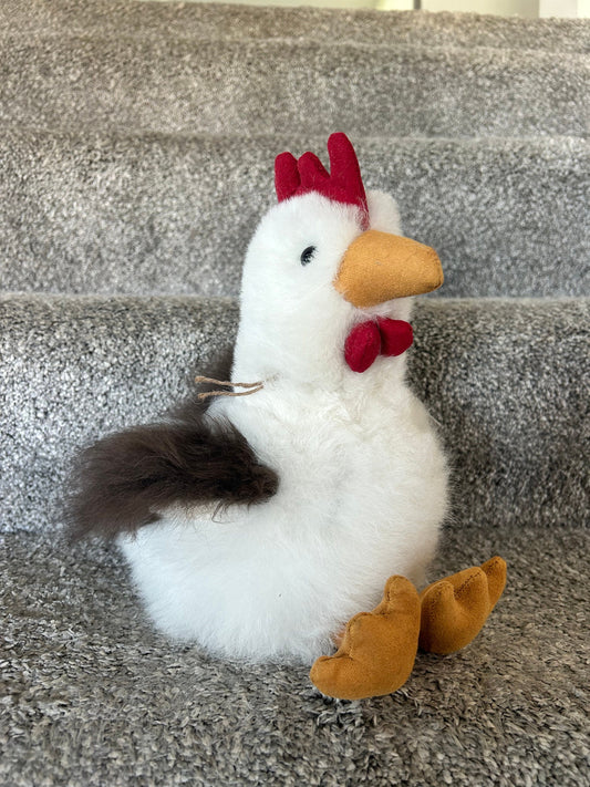 Baby Chicken, Alpaca Fur Stuffed Animal, Plush Chicken, Adorable Plush Toys, Presents for Sister, Unique Holiday Gift, Great Gifts for Teens